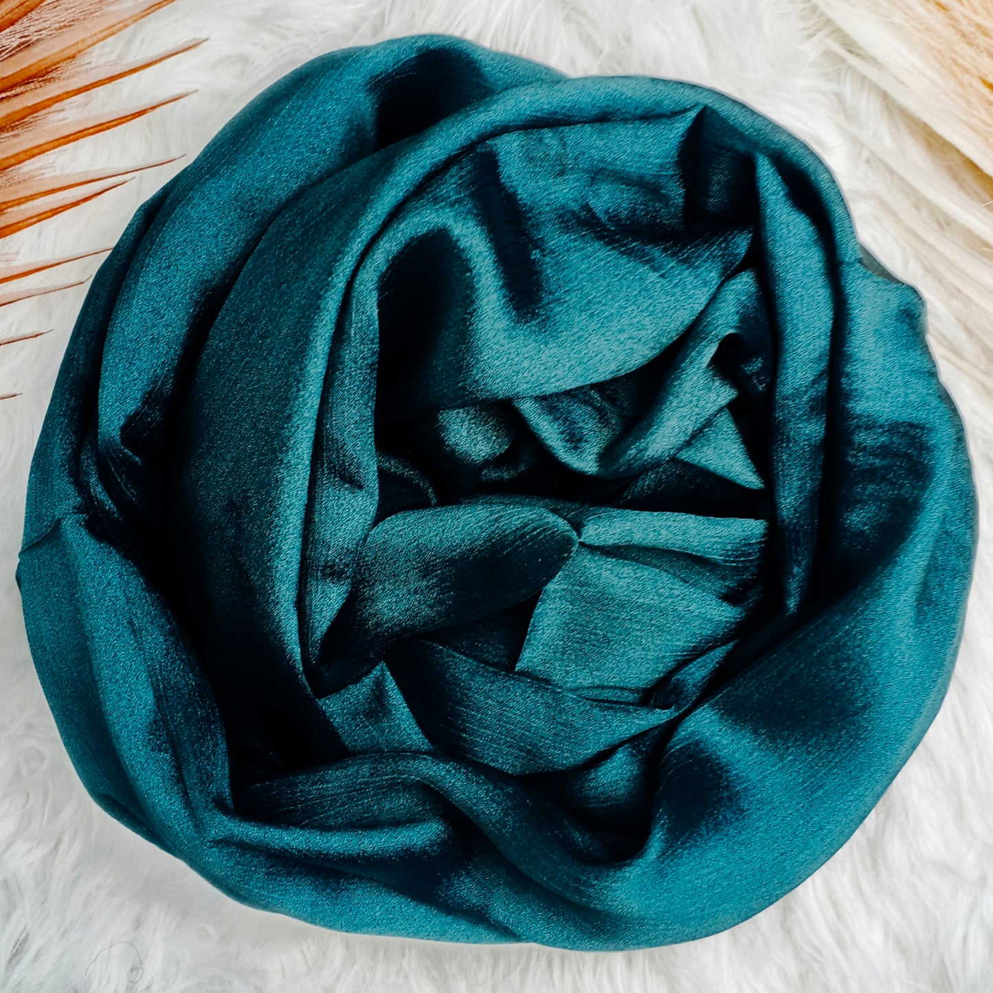 Formal Crinkle Silk Hijab - Bottle Green
