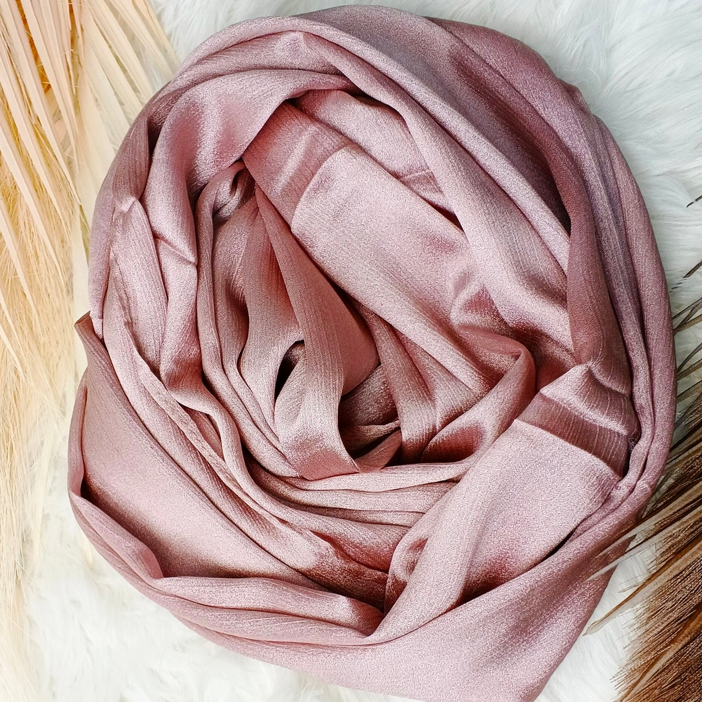 Formal Crinkle Silk Hijab - Pastel Pink