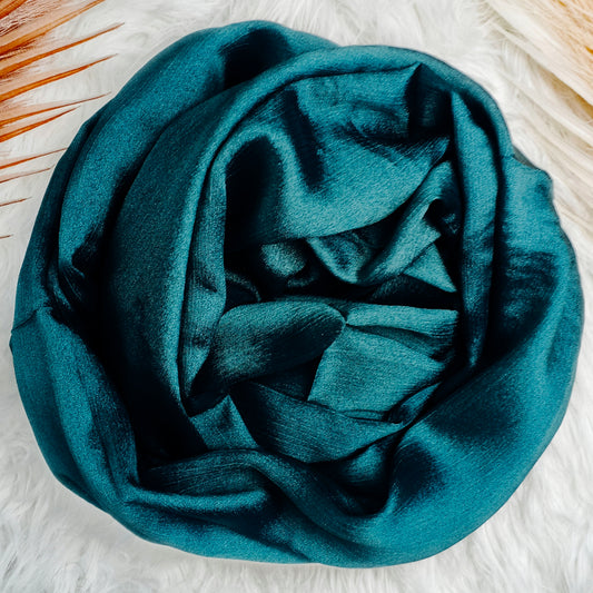 Formal Crinkle Silk Hijab - Bottle Green