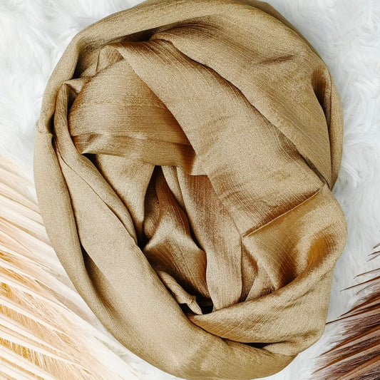 Formal Crinkle Silk Hijab - Golden