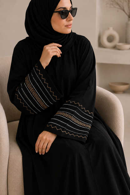 Black Heritage Embroidered Abaya