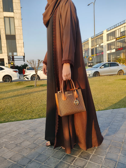 Chocolate Brown Embellished Front Gown with Black Inner & Matching Stoller