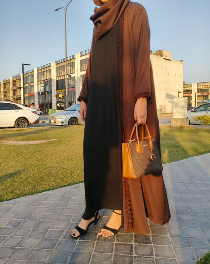 Chocolate Brown Embellished Front Gown with Black Inner & Matching Stoller
