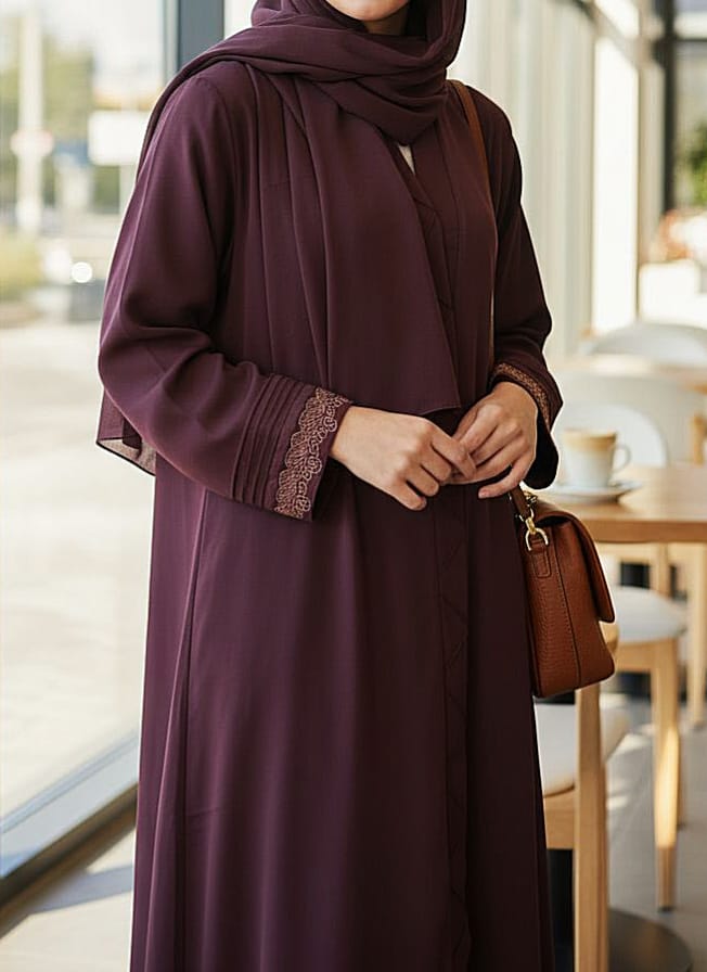 Plum Aura Front-Open Modest Wear