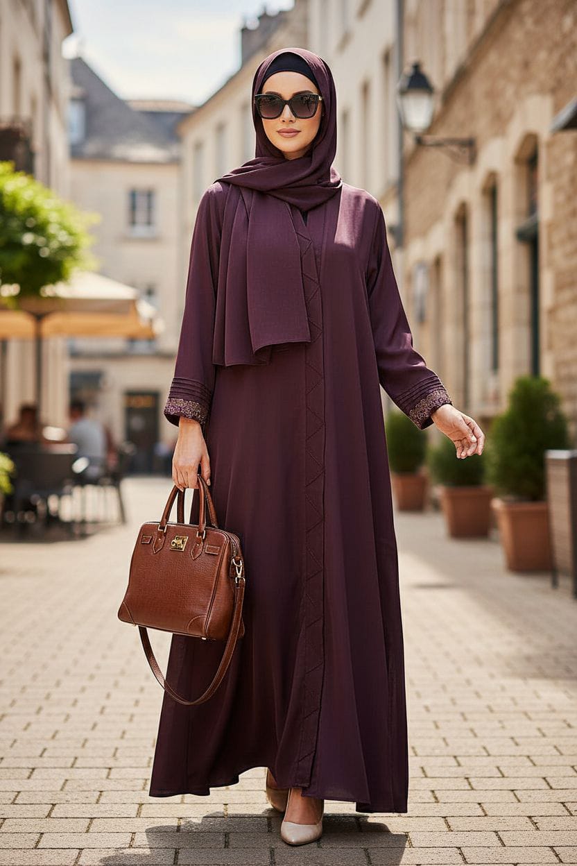 Plum Aura Front-Open Modest Wear
