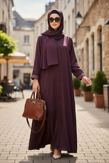 Plum Aura Front-Open Modest Wear