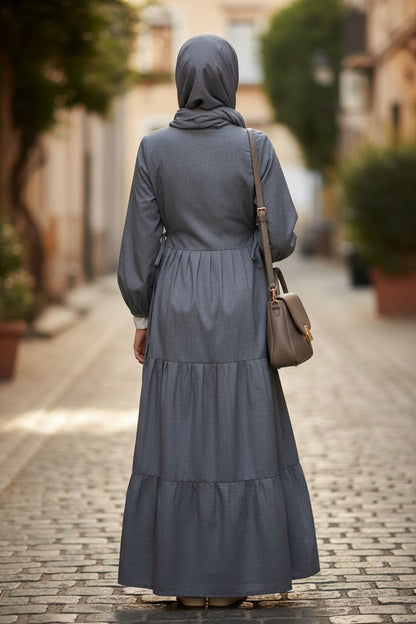 Denim Modest Wear with Front-Open Detailing