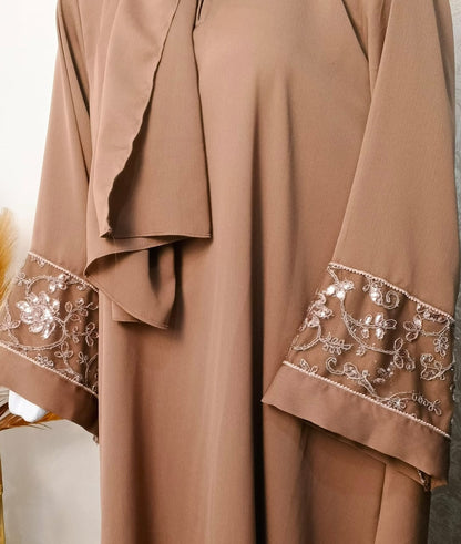 Hazel Brown Elegance Embellished Modest Wear (With Matching Hijab)
